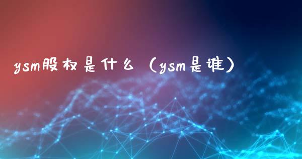 ysm股权是什么（ysm是谁） (https://cj001.wpmee.com/) 德指期货 第1张